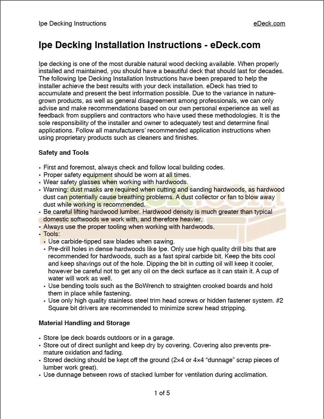 Ipe Decking Installation Instruction PDFs Now Available EDeck